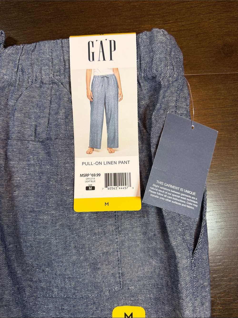 NWT GAP Linen Wide Leg Pants in Heathered Blue Coastal - Picture 9 of 12